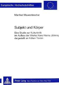 Book Cover for Subjekt Und Korper by Manfred Maurenbrecher