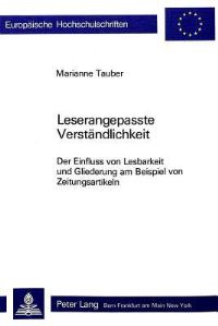 Book Cover for Leserangepasste Verstandlichkeit by Marianne Tauber