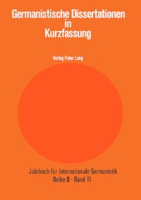 Book Cover for Germanistische Dissertationen in Kurzfassung by HansGert Roloff