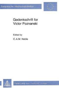 Book Cover for Gedenkschrift for Victor Poznanski by CAM Noble