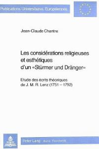 Book Cover for Les Considerations Religieuses Et Esthetiques D'un «Sturmer Und Dranger>> by JeanClaude Chantre