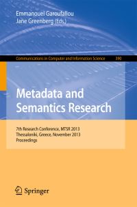 Book Cover for Metadata and Semantics Research by International Conference on Metadata and Semantics Research