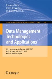 Book Cover for Data Management Technologies and Applications by DATA Conference