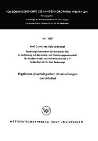 Book Cover for Ergebnisse Psychologischer Untersuchungen Am Unfallort by Udo Undeutsch