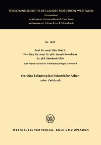 Book Cover for Nervöse Belastung Bei Industrieller Arbeit Unter Zeitdruck. Fachgruppe Textilforschung by Otto Graf