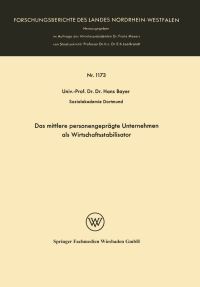 Book Cover for Das Mittlere Personengeprägte Unternehmen Als Wirtschaftsstabilisator by Hans Bayer