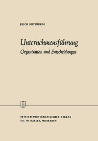 Book Cover for Unternehmensführung by Erich Gutenberg