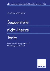 Book Cover for Sequentielle Nicht-Lineare Tarife by Joachim Büschken