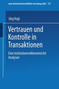 Book Cover for Vertrauen Und Kontrolle in Transaktionen by Jörg Vogt