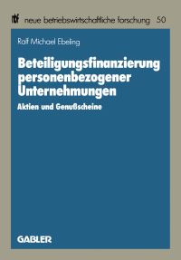 Book Cover for Beteiligungsfinanzierung Personenbezogener Unternehmungen by Ralf Michael Ebeling