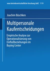 Book Cover for Multipersonale Kaufentscheidungen by Joachim Büschken
