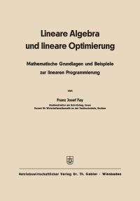 Book Cover for Lineare Algebra Und Lineare Optimierung by Franz Josef Fay