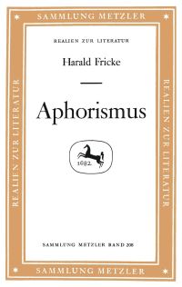 Book Cover for Aphorismus by Harald Fricke