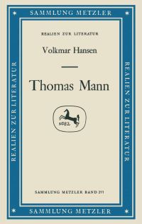 Book Cover for Thomas Mann by Volkmar Hansen