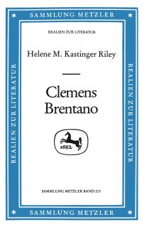 Book Cover for Clemens Brentano by Helene M Kastinger Riley