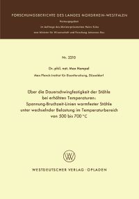 Book Cover for Über Die Dauerschwingfestigkeit Der Stähle Bei Erhöhten Temperaturen by Max Hempel