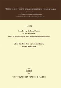 Book Cover for Über Das Kriechen Von Zementstein, Mörtel Und Beton by Karlhans Wesche
