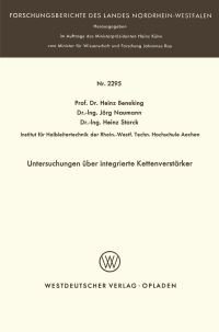 Book Cover for Untersuchungen Über Integrierte Kettenverstärker. Fachgruppe Textilforschung by Heinz Beneking