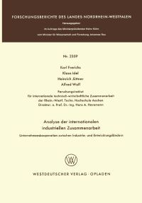 Book Cover for Analyse Der Internationalen Industriellen Zusammenarbeit Fachgruppe Textilforschung by Karl Frerichs