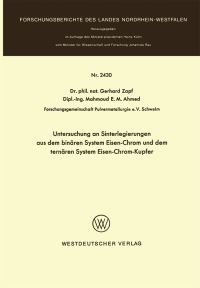 Book Cover for Untersuchung an Sinterlegierungen Aus Dem Binären System Eisen-Chrom Und Dem Ternären System Eisen-Chrom-Kupfer by Gerhard Zapf