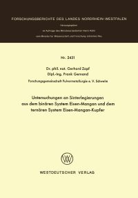 Book Cover for Untersuchungen an Sinterlegierungen Aus Dem Binären System Eisen-Mangan Und Dem Ternären System Eisen-Mangan-Kupfer by Gerhard Zapf