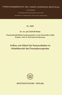 Book Cover for Aufbau Und Ablauf Der Kommunikation Im Arbeitsbereich Des Finanzplanungsrates by Dietrich Hosse