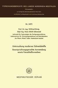 Book Cover for Untersuchung Moderner Schneidstoffe Beanspruchungsgerechte Anwendung Sowie Verschleiursachen by Wilfried König
