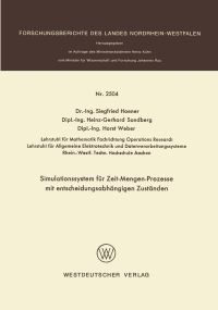 Book Cover for Simulationssystem Für Zeit-Mengen-Prozesse Mit Entscheidungsabhängigen Zuständen by Siegfried Hoener