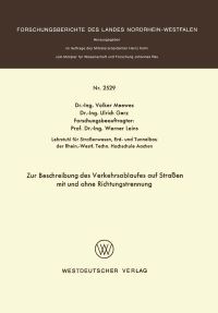 Book Cover for Zur Beschreibung Des Verkehrsablaufes Auf Straen Mit Und Ohne Richtungstrennung by Volker Meewes