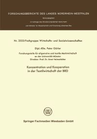 Book Cover for Konzentration Und Kooperation in Der Textilwirtschaft Der BRD by Peter Görler