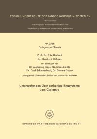 Book Cover for Untersuchungen Über Borhaltige Ringsysteme Vom Chelattyp. Fachgruppe Chemie by Fritz Umland