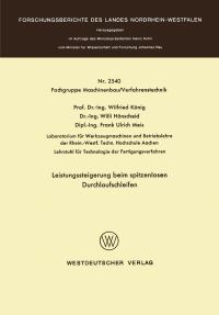 Book Cover for Leistungssteigerung Beim Spitzenlosen Durchlaufschleifen by Wilfried König