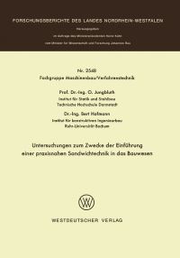 Book Cover for Untersuchungen Zum Zwecke Der Einführung Einer Praxisnahen Sandwichtechnik in Das Bauwesen. Fachgruppe Textilforschung by Otto Jungbluth