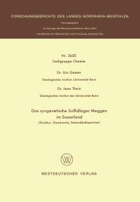 Book Cover for Das Syngenetische Sulfidlager Meggen Im Sauerland by Urs Gasser