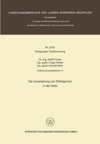 Book Cover for Die Verarbeitung Von Effektgarnen in Der Kette by Adolf Funder