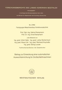 Book Cover for Beitrag Zur Entwicklung Einer Automatischen Auswuchteinrichtung Für Groschleifmaschinen by Helmut Kampmann