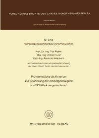 Book Cover for Prüfwerkstücke Als Kriterium Zur Beurteilung Der Arbeitsgenauigkeit Von NC-Werkzeugmaschinen by Tilo Pfeifer