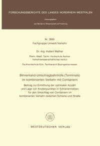 Book Cover for Binnenland-Umschlagbahnhöfe (Terminals) Im Kombinierten Verkehr Mit Containern by Hubert Mathar