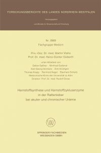 Book Cover for Harnstoffsynthese Und Harnstoffzyklusenzyme in Der Rattenleber Bei Akuter Und Chronischer Urämie by Martin Vlaho, HeinzGünter Sieberth