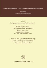 Book Cover for Messung Der Zylinderformabweichung Durch Abtastung Der Mantellinie Entlang Einer Schraubenlinie. Fachgruppe Maschinenbau/Verfahrenstechnik by Tilo Pfeifer