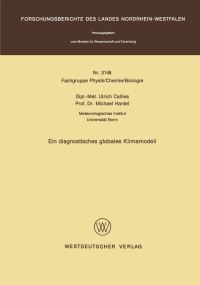 Book Cover for Ein Diagnostisches Globales Klimamodell. Fachgruppe Physik, Chemie, Biologie by Ulrich Callies