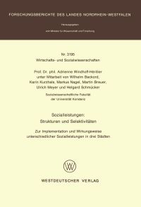 Book Cover for Sozialleistungen: Strukturen Und Selektivitäten Fachgruppe Wirtschafts- Und Sozialwissenschaften by Adrienne WindhoffHéritier