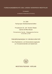Book Cover for Interaktionsanalyse Im Literaturunterricht Fachgruppe Geisteswissenschaften by Norbert Meder, Cäcilia SchifferMusial