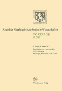 Book Cover for Zur Entstehung, Authentizität Und Kritik Von Brünings „Memoiren 1918-1934