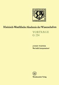 Book Cover for Was Heit Interpretation? by Josef Pieper