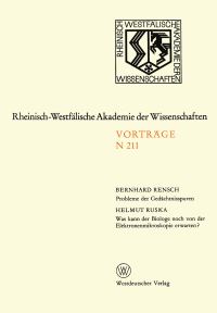 Book Cover for Probleme Der Gedächtnisspuren. Was Kann Der Biologe Noch Von Der Elektronenmikroskopie Erwarten? by Bernhard Rensch