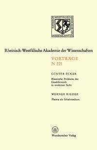 Book Cover for Klassische Probleme Der Gaselektronik in Moderner Sicht. Plasma Als Schaltmedium by Günter Ecker