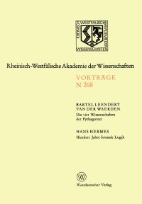 Book Cover for Die Vier Wissenschaften Der Pythagoreer. Hundert Jahre Formale Logik by Bartel L van der Waerden