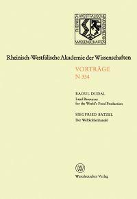 Book Cover for Land Resources for the World's Food Production. Der Weltkohlenhandel by Raoul Dudal
