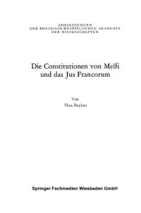 Book Cover for Die Constitutionen Von Melfi Und Das Jus Francorum by Thea von der LieckBuyken